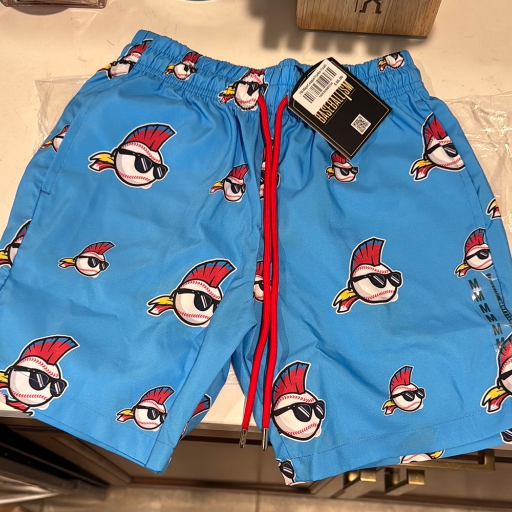 Mishka Blue and Red Pirate Pattern Shorts